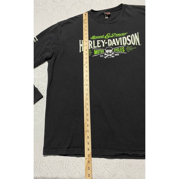 Harley Davidson Ramstein Air Base Germany Long Sleeve Shirt Mens 3XL Black Skull - Picture 6 of 7